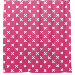 White cross stitches on fuchsia