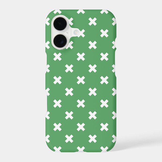 White cross stitches on green (Back)