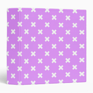 White cross stitches on lilac binder