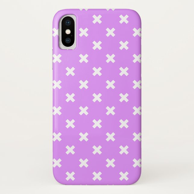 White cross stitches on lilac Case-Mate iPhone case (Back)
