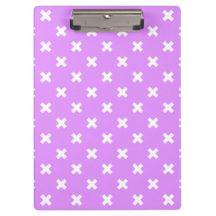 White cross stitches on lilac clipboard