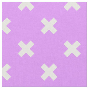 White cross stitches on lilac fabric
