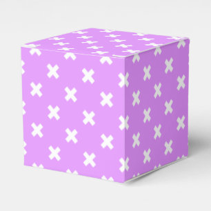 White cross stitches on lilac favor box