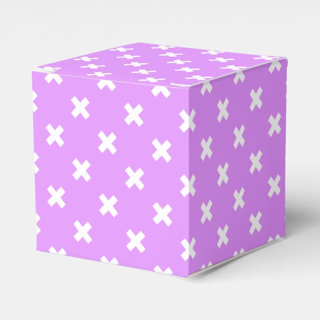 White cross stitches on lilac favor box (Front Side)