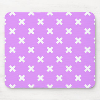 White cross stitches on lilac mouse pad