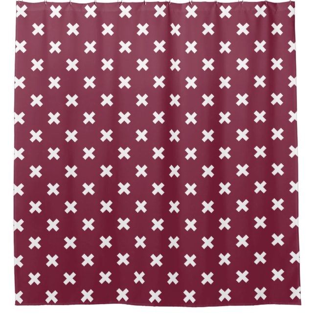 White cross stitches on mulberry (Front)
