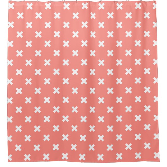 White cross stitches on peach (Front)