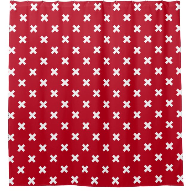White cross stitches on red (Front)