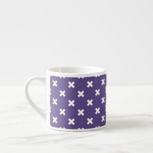 White cross stitches on ultra violet espresso cup