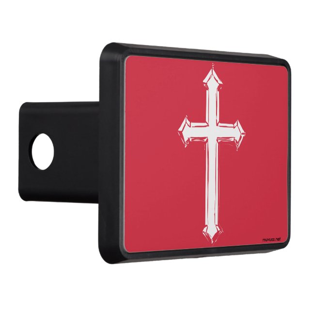 White cross trailer hitch cover (Right)