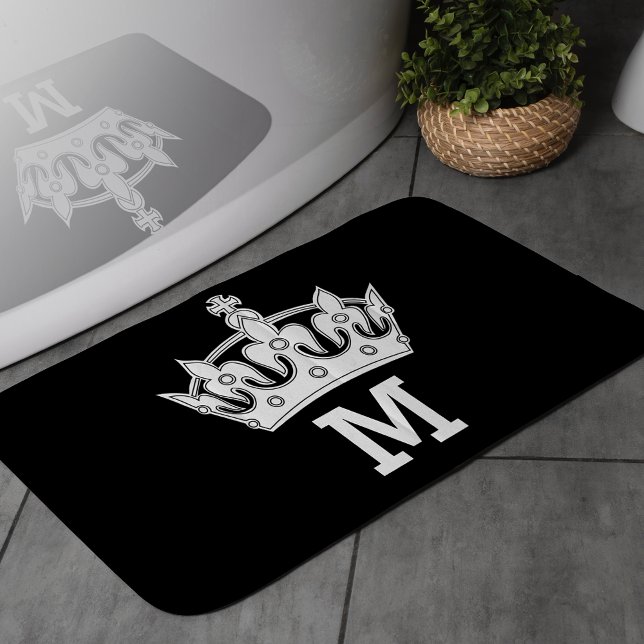 White Crown Monogram Personalized Bath Mat (Creator Uploaded)