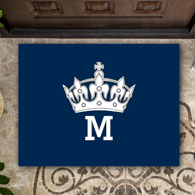 White Crown Monogram Personalized Doormat (Creator Uploaded)