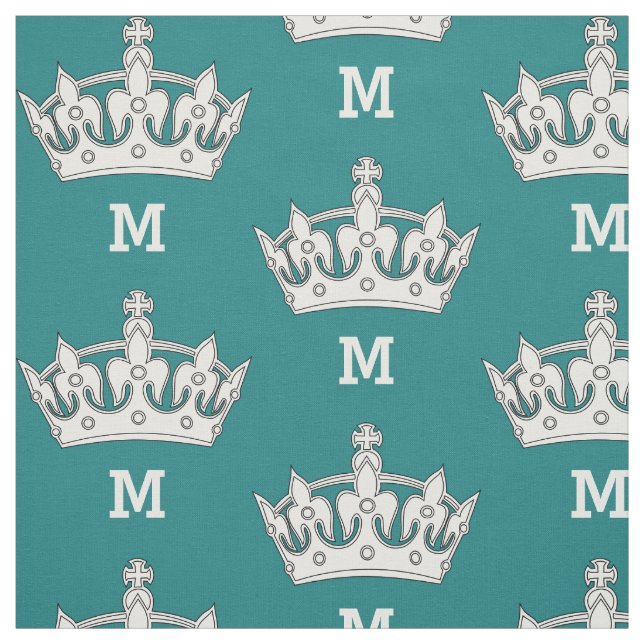 White Crown Monogram Personalized Fabric (Swatch)