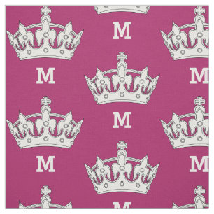 White Crown Monogram Personalized Fabric