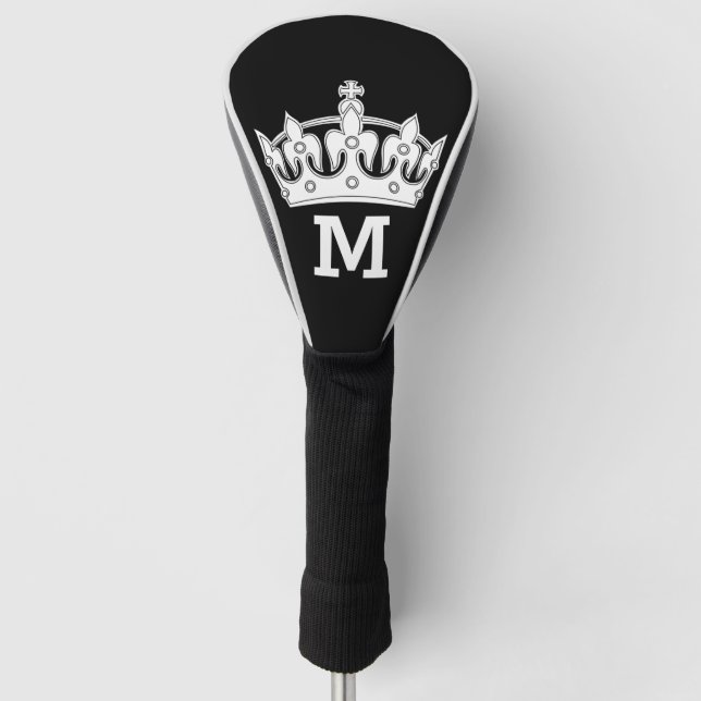 White Crown Monogram Personalized Golf Head Cover (Front)