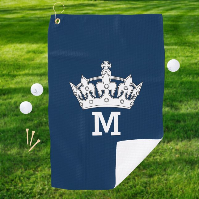 White Crown Monogram Personalized Golf Towel (Creator Uploaded)