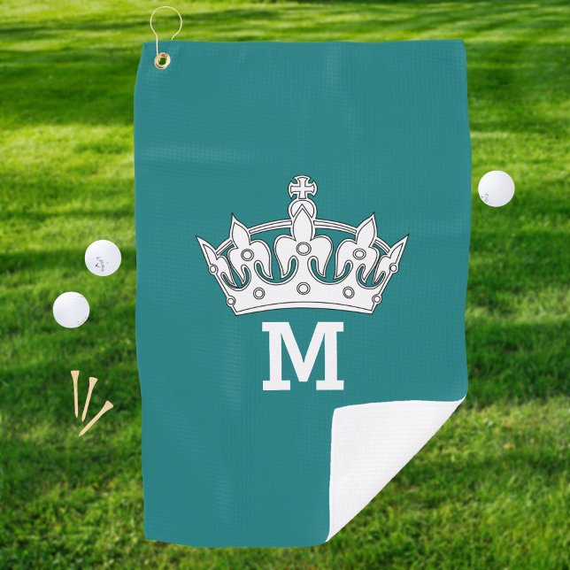 White Crown Monogram Personalized Golf Towel (Creator Uploaded)