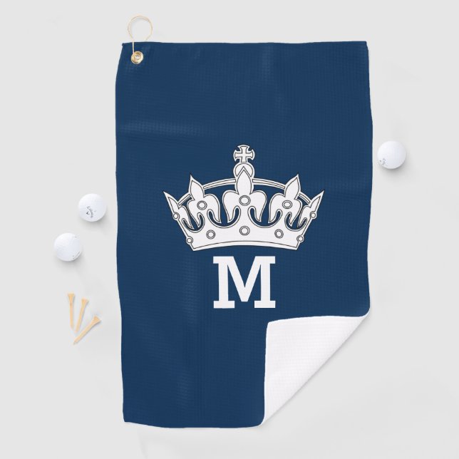 White Crown Monogram Personalized Golf Towel (InSitu)