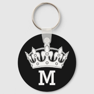 White Crown Monogram Personalized Keychain