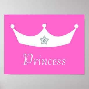 White Crown Pretty Pink Princess Customizable Poster