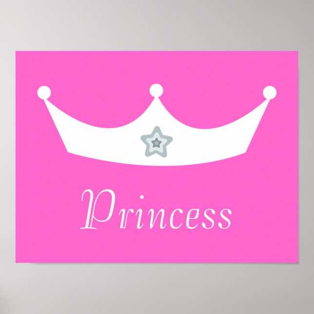 White Crown Pretty Pink Princess Customizable Poster (Front)