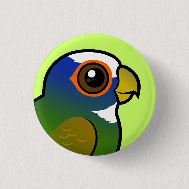 White-crowned Parrot 1 Inch Round Button (Front)