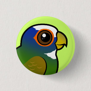 White-crowned Parrot 1 Inch Round Button