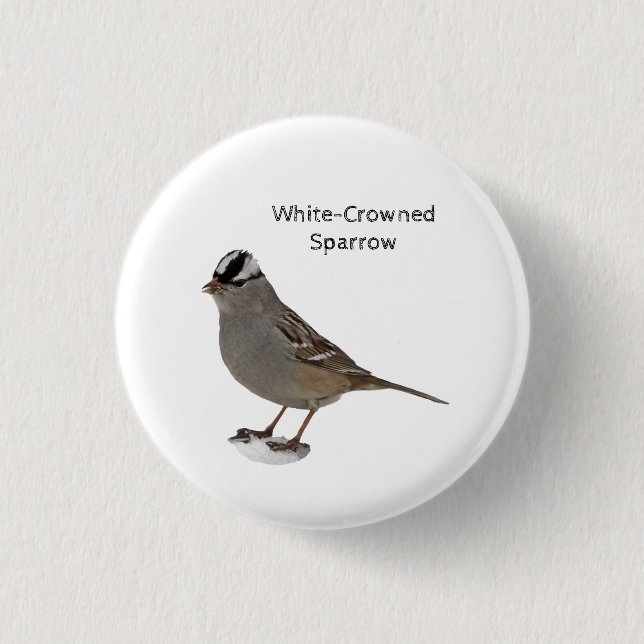 White-Crowned Sparrow 1 Inch Round Button (Front)
