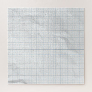 White Crumpled Paper Blue Lines Jigsaw Puzzle