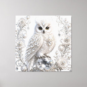 White Crystal Pearl Owl Canvas Print