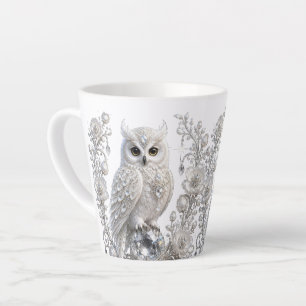 White Crystal Pearl Owl Latte Mug