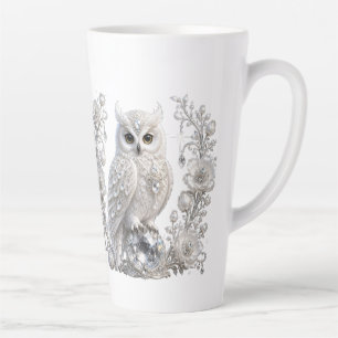 White Crystal Pearl Owl Latte Mug