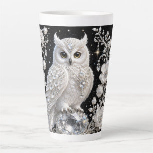 White Crystal Pearl Owl Latte Mug
