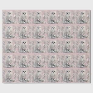 White Crystal Pearl Owl Wrapping Paper