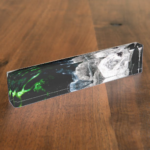 White Crystals in Black outer space Nameplate