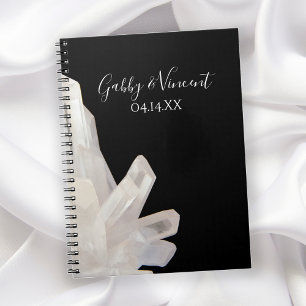 White Crystals on Black Wedding Guest Book