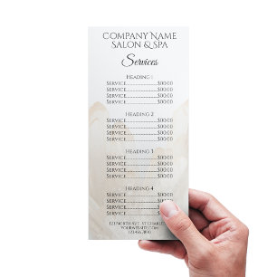 White Crystals Spa Salon Service Menu