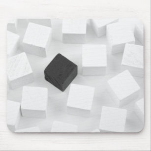 White cubes with one black mouse pad