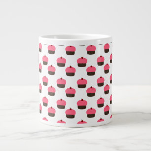 White cupcake pattern large coffee mug