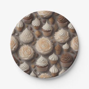 white cupcakes  paper plate