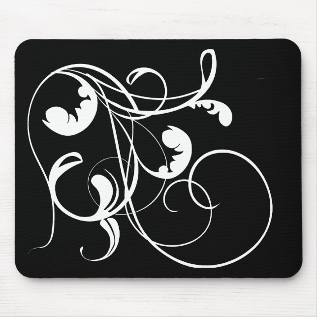 White Curls Mouse Pad (Front)