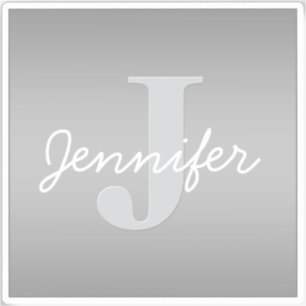 White Cursive & Grey Monogram   Editable Colors