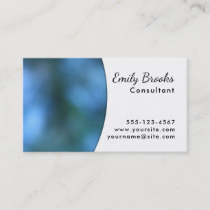White Curve over Blue Image; Unique Design Business Card