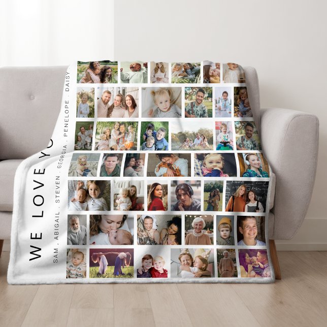 White Custom 54 Photo Collage Fleece Blanket (Creator Uploaded)