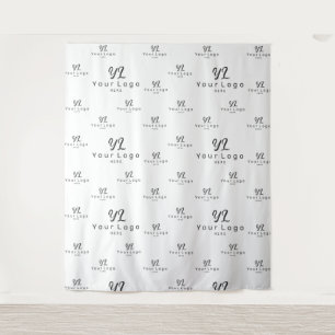 White Custom Business Logo Backdrop Trade show Tapestry