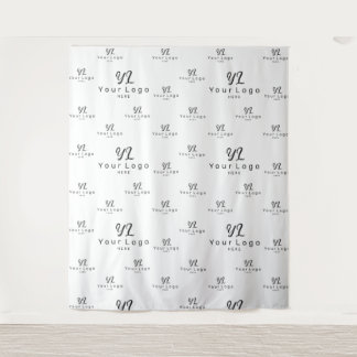 White Custom Business Logo Backdrop Trade show Tapestry