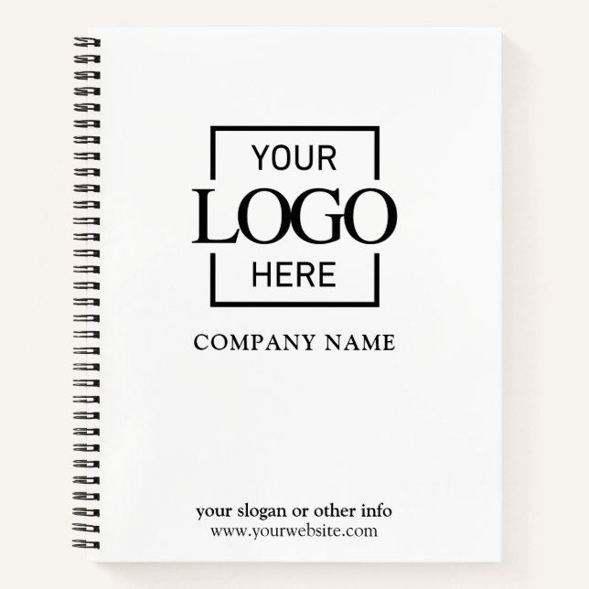 White Custom Business Logo Promotional Branding Notebook (Front)