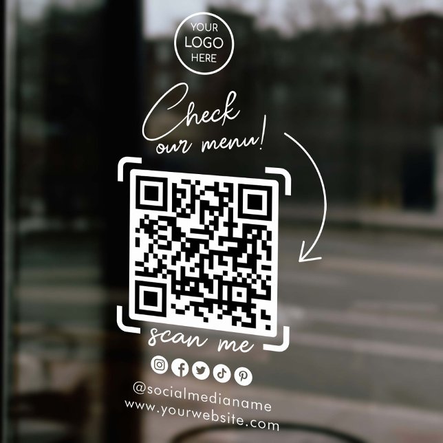 White Custom Business Logo QR Code Social Media Window Cling (White Custom Business Logo QR Code Social Media Window Cling)