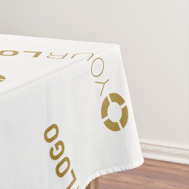 White Custom Company Logo Promotional Display Tablecloth (In Situ)