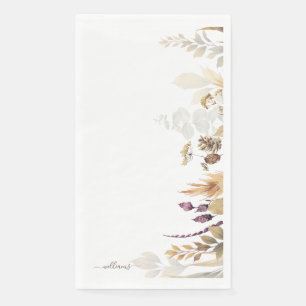 White Custom Family Name Fall Foliage Napkin